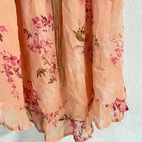 NWOT Free People Marney Mini Dress Floral Printed Puff Sleeve Ribbon Ruffle S - Picture 6 of 8